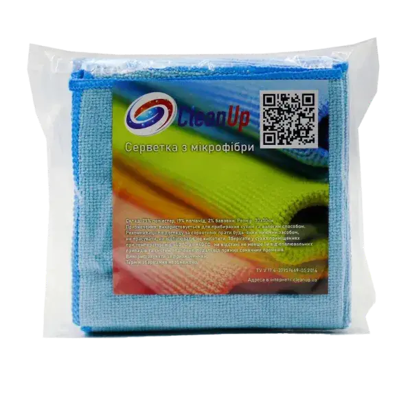 Серветка мікрофібра Сlean Up універсальна блакитна 30х30 см 5 шт