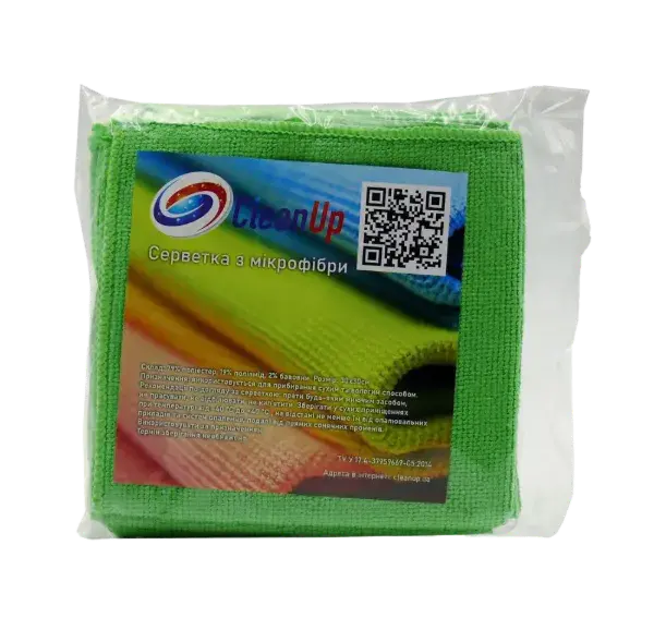 Серветка мікрофібра Сlean Up універсальна зелена 30х30 см 5шт