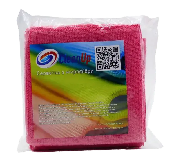 Серветка мікрофібра Сlean Up універсальна рожева 30х30 см 5 шт