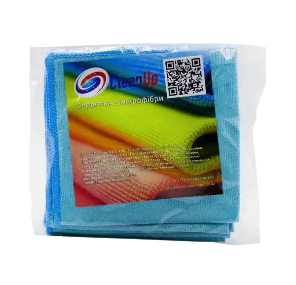Серветка мікрофібра для скла синя 5 шт